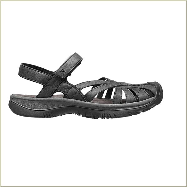  Rose Leather Black Keen Women Sandals
